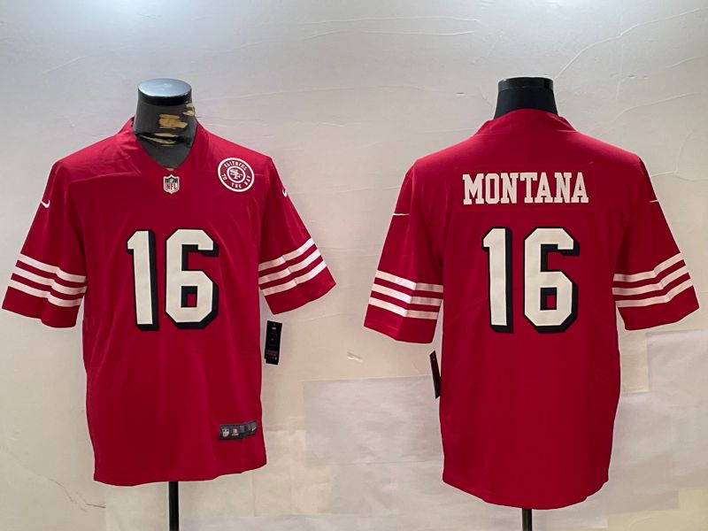Men San Francisco 49ers #16 Montana Red Second generations 2024 Nike Limited NFL Jersey style 3->san francisco 49ers->NFL Jersey